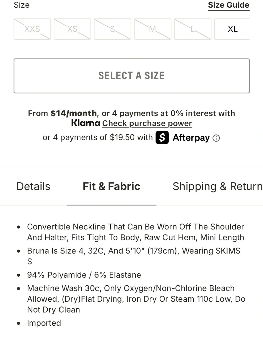 SKIMS MESH COVER-UPS MINI DRESS S